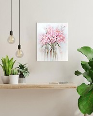 Pink Flower Picture Framed Wall Art Abstract Watercolor Decor for Nursery 12×15