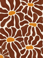 Boho Abstract Floral Poster Minimalist Neutral Brown Cream Living Room Wall Art