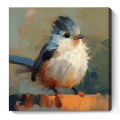 Birds Canvas Wall Art Birds Standing on Branch Painting Blue White Animal Pic…