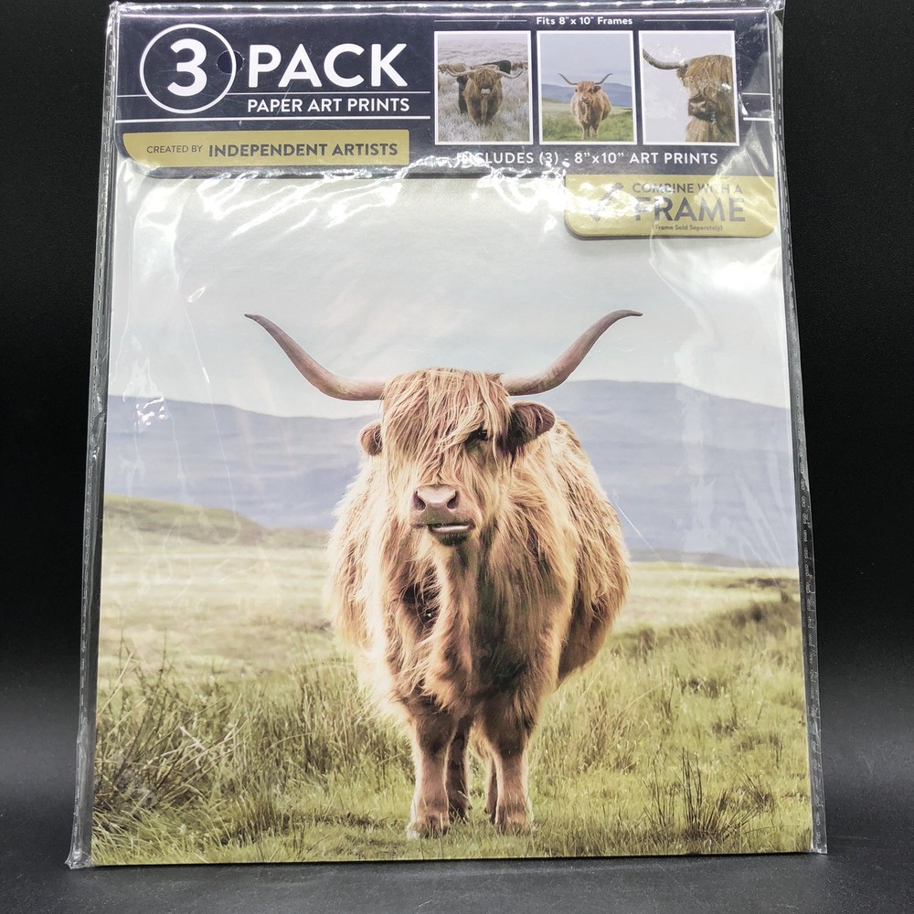 Highland Cow Art Prints Set Of 3 (No Frames) 8×10 Color Farmhouse Creative Bunch