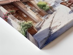 Wall Art European Village Alleyway Canvas Soft Watercolor Street Art