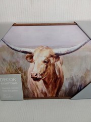 Big Sky Longhorn Framed Canvas Wall Art Print, Danhui Nai, 11″ x 14″ Home Decor