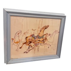 Ed Walaitis Carousel Horses Framed water color Original Signed Wall Decor 1983