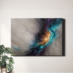 Marble Nebula Canvas Print Alcohol Ink Glow Abstract Space Texture