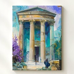 Ancient Roman Temple Fresco Canvasvibrant Classical Wall Art