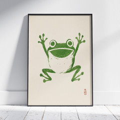Funny Frog Poster Japanese Minimalist Animal Wall Art Home Decor Gift Print Room