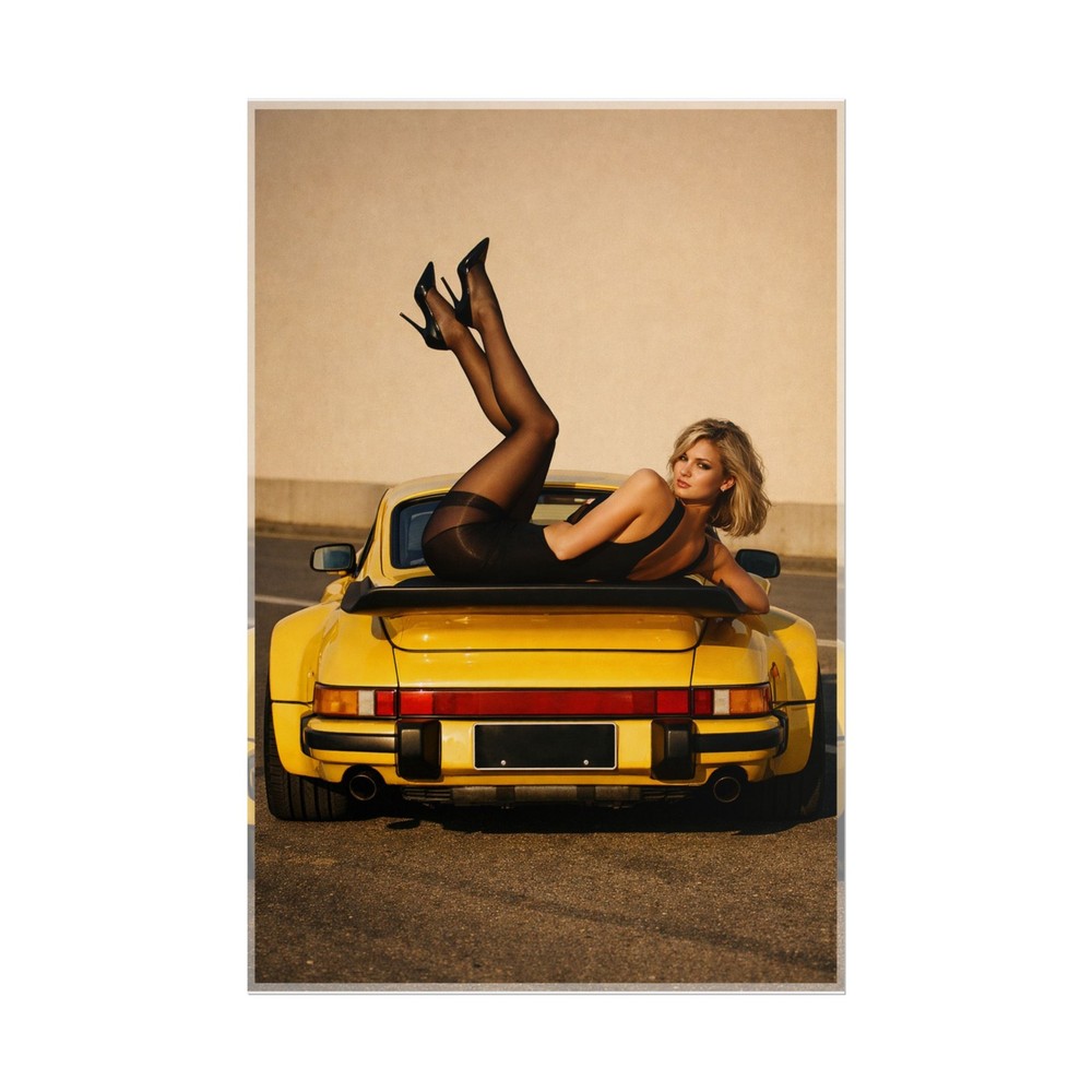 Porsche 911 Turbo Poster – Vintage Pin-Up Car Wall Art Print Garage Decor
