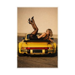 Porsche 911 Turbo Poster – Vintage Pin-Up Car Wall Art Print Garage Decor