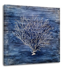 Coral Canvas Wall Art Hand Painted Navy Blue and White Paintings Modern Abstr…