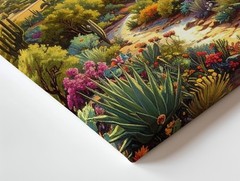 Canvas Wall Art a Richly Detailed Desert Painting Featuring a Lush Valley