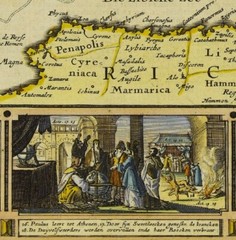 Ancient Old 1648 Decorative Bible Map; 100% Cotton Canvas Magnetic Wooden Hanger