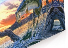 Large Mouth Bass Fish Canvas Wall Decor, Realistic Fish Oil Painting Bold Poster