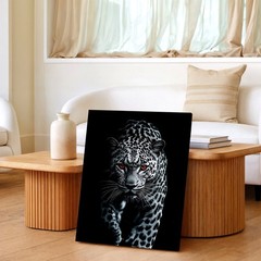 Wall Art Black White Leopard Red Eyes Wildlife Animal Portrait Canvas Print