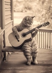Cat Playing Guitar #3 – Cute Funny Animals – Poster