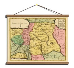 Ancient Old Early 1700 Map Of Armenia; 100% Cotton Canvas Magnetic Wooden Hanger