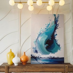 Wall Art Surging Wave Abstract Canvasbold Ocean Wave Art In Turquoise & Aqua