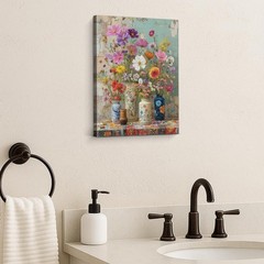 Bohemian Wildflower Vase Wall Art, Colorful Boho Floral Printing Artwork, Aes…