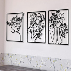 3 Pieces Metal Minimalist Abstract Woman Wall Art Line Drawing Wall Art Decor Si