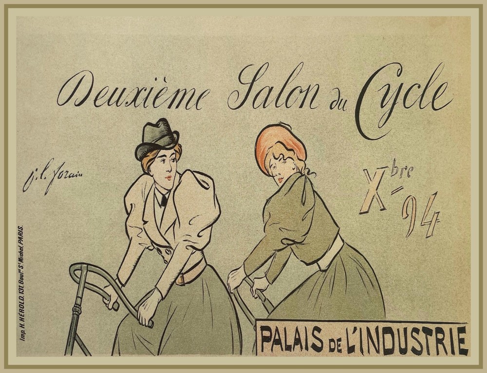 10494.Decor Poster.Room wall interior art design.Victorian ladies riding bikes