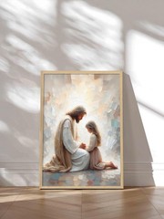 Jesus and Girl Wall Art Natural Wood Christian Religious Wall Decor Jesus Pic…