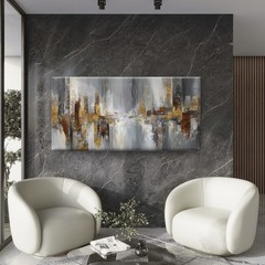 Abstract Black White Golden Beige Brown Unframed Canvas Painting for Living