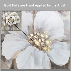 Wall Art Painting Artwork Picture: Neutral Floral Wood Panel Framed Ready to …