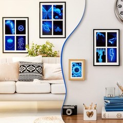 Ctosree 50 Pcs Blue Neon Wall Collage Kit 4×6 Inches Indie Room Decor