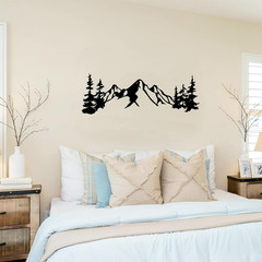 Metal Mountain Wall Art Decor, Mountain Forest Silhouette Art Suitable for Livin