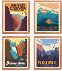 National Park Posters & Prints – Set Of 4 Vintage National Parks Poster | Nat…