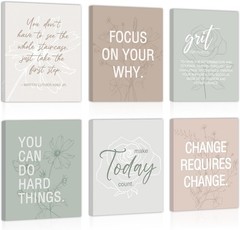 Motivational Quotes Frame Canvas Wall Art, Inspirational Wall Decor, Set Of 6…