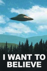 Tin Metal Sign I Want To Believe TV Show UFO Flying In Sky Scifi 8×12