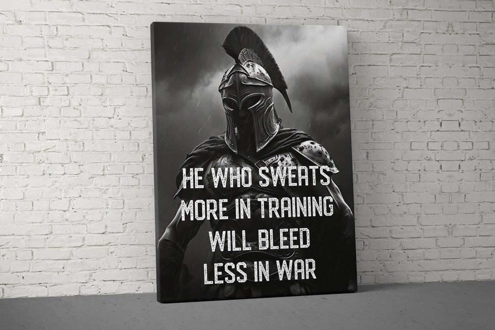 He Who Sweats Canvas – Motivational Gym Wall Art