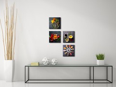 Colorful Spices and Spoon Vintage Canvas Prints Still Life Paintings Pictures