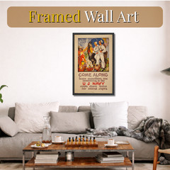 Retro US Navy Recruitment Poster Framed 11×17 Military Travel Wall Art Gift