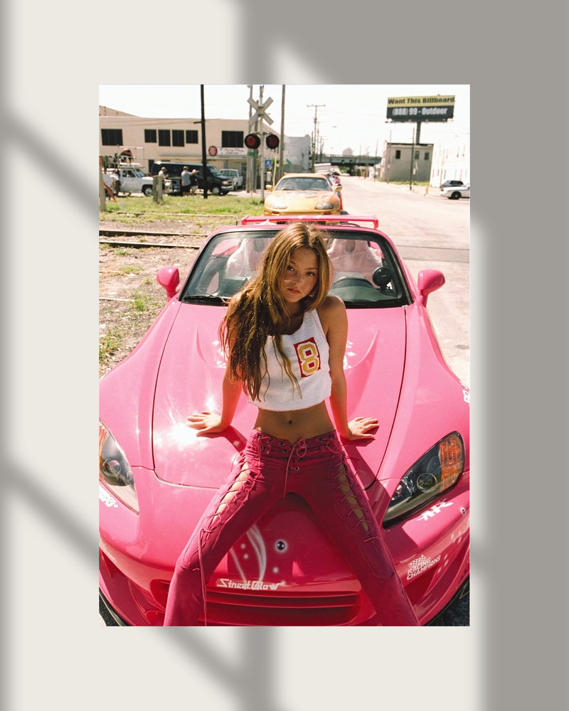 Street Glow Suki Pink Girl Car Honda 2Fast 2Furious Fine Art Poster Print