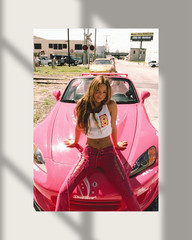 Street Glow Suki Pink Girl Car Honda 2Fast 2Furious Fine Art Poster Print