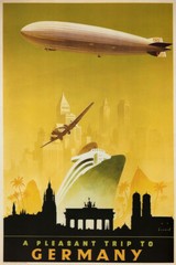 1930s A Pleasant Trip To Germany Vintage Zeppelin Travel Wall – POSTER 20″x30″