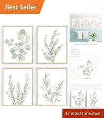 Botanical Eucalyptus Leaves Decor – Unframed Watercolor Art Prints, Set of 4