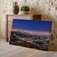Los Angeles City Skyline Night Lights Canvas Wall Art Urban Landscape Print