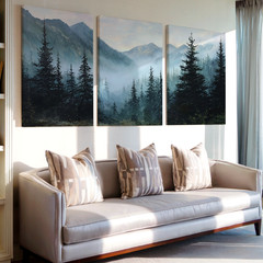 3 Pieces Misty Mountain Forest Large Wall Art Set for Living Room Set Of 3