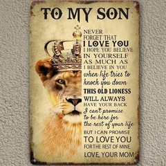 To My Son Inspirational Metal Wall Art – Vintage Tin Sign, 8×12 Inches