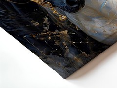 Wall Art Black and White Horses Canvas Print Gold Bridle Animal Decor 16×24