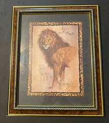 Home Interiors And Gifts Large Framed Lion Print 17 X 14 X 1 Made in USA