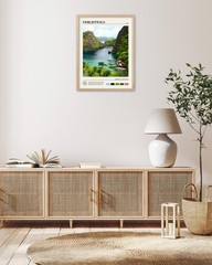 Natural OAK Wood Framed Philippines Natural Scenery Wall Art,12x16in Busuanga…