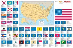 United States Flags Wall Poster 36″x24″ Rolled Paper