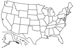 BLANK UNITED STATES MAP GLOSSY POSTER PICTURE PHOTO america usa cool 2140