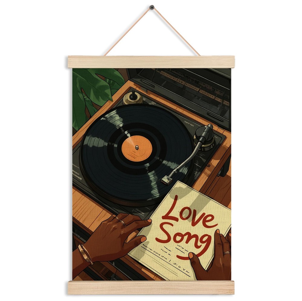 Black Woman Vinyl Record Player Wall Art Decor, Music Room Studio Decor, Mode…