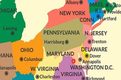 50 States and Capticals of United States Map of America Colorful Poster Map