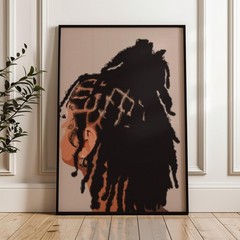 Black Woman Locs Art Print: Afrocentric Home Office Decor