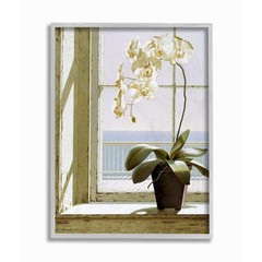 Stupell Industries White Orchid in Window Realistic Coastal Painting, Designed